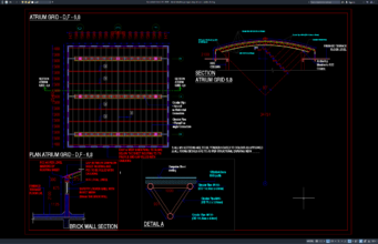 detail struktur jaringan atap atrium