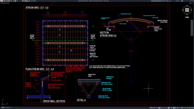 detail struktur jaringan atap atrium