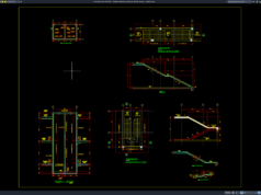 detail tampak dan potongan lift dan tangga