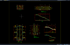 detail tampak dan potongan lift dan tangga