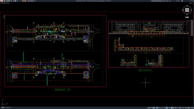detail tampak depan dan potongan jembatan