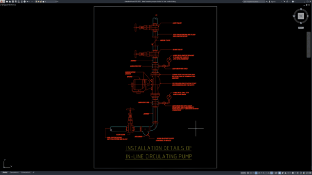 detail instalasi pompa sirkulasi in-line