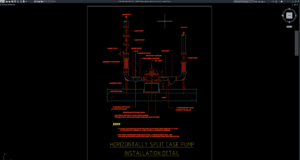 detail instalasi pompa split case horizontal