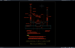 detail instalasi pompa split case horizontal
