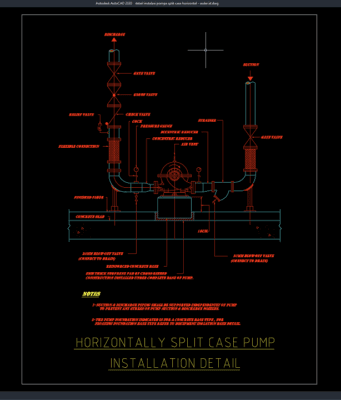 detail instalasi pompa split case horizontal