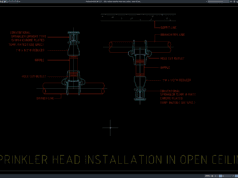 detail instalasi sprinkler head open ceiling