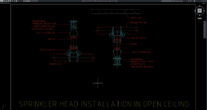 detail instalasi sprinkler head open ceiling