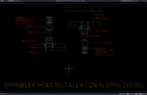 detail instalasi sprinkler head open ceiling