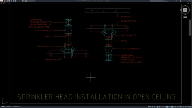 detail instalasi sprinkler head open ceiling