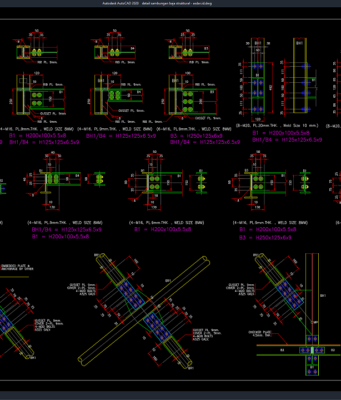 Download Gambar Detail Sambungan Baja Struktural DWG AutoCAD detail sambungan baja struktural
