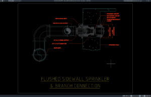 detail sprinkler sidewall flushed dan sambungan pipa cabang