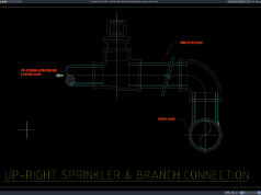 detail sprinkler upright dan sambungan pipa cabang
