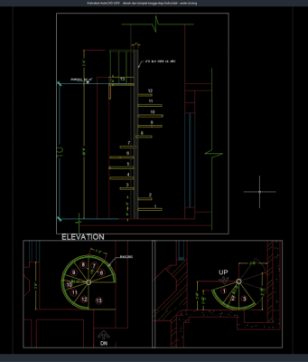 denah dan tampak tangga baja helicoidal