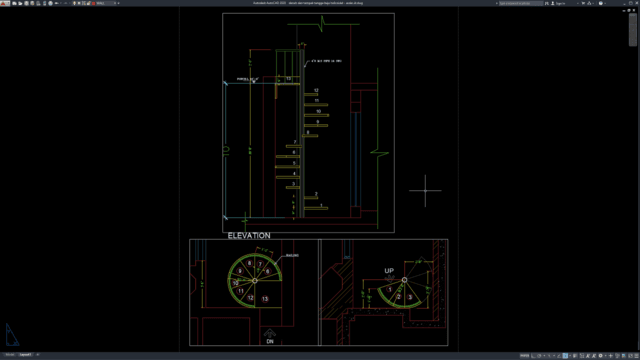denah dan tampak tangga baja helicoidal