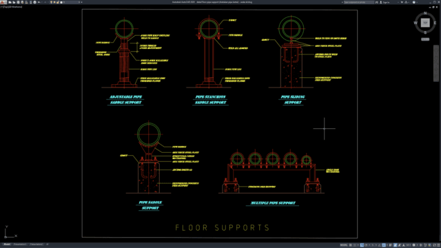 detail floor pipe support (dudukan pipa lantai)