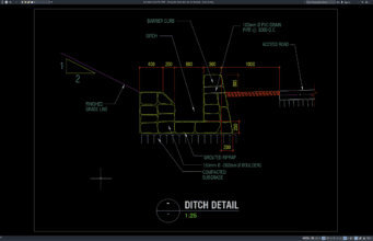 detail jalan akses dan saluran drainase