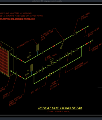detail perpipaan reheat coil
