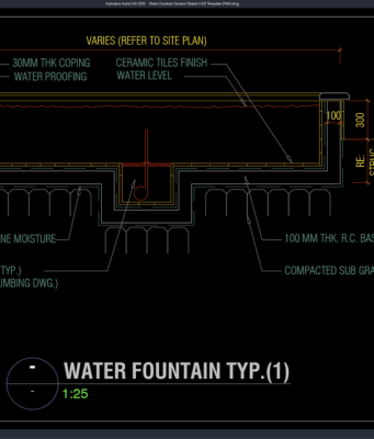 detail potongan air mancur