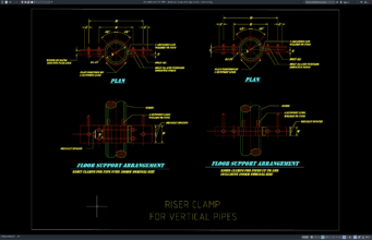 detail riser clamp untuk pipa vertikal