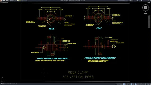 detail riser clamp untuk pipa vertikal