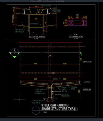 detail struktur kanopi parkir baja