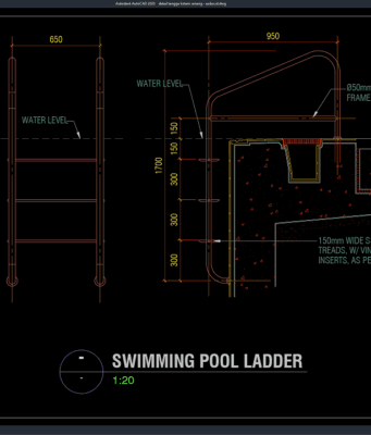 detail tangga kolam renang