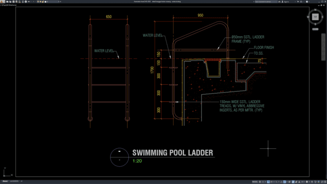 detail tangga kolam renang