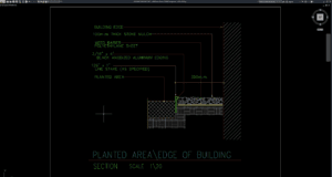 detail area tanam di tepi bangunan