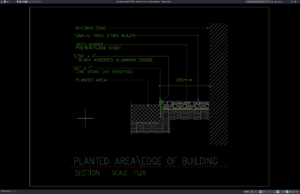 detail area tanam di tepi bangunan