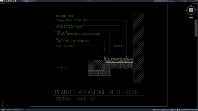 detail area tanam di tepi bangunan