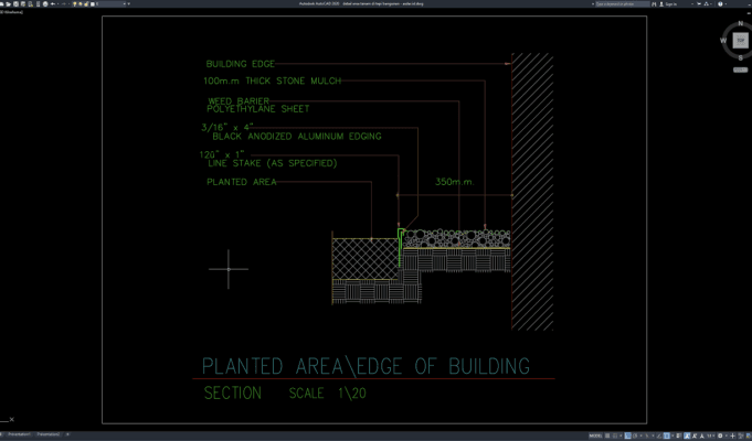 detail area tanam di tepi bangunan