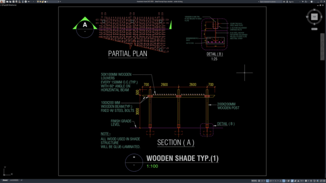 detail kanopi kayu standar