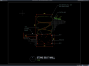 detail penampang dinding bangku batu