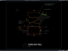 Download Gambar Detail Penampang Dinding Bangku Batu DWG AutoCAD detail penampang dinding bangku batu