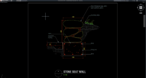 detail penampang dinding bangku batu