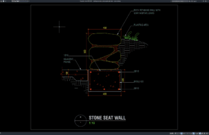 detail penampang dinding bangku batu