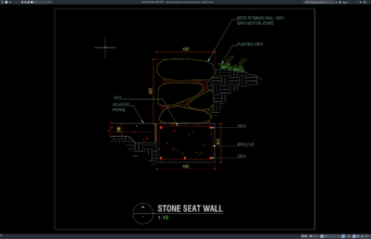 detail penampang dinding bangku batu