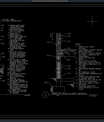 detail penampang dinding dan parapet