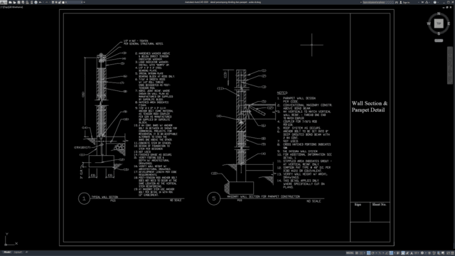 detail penampang dinding dan parapet