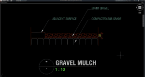 detail penampang mulsa kerikil