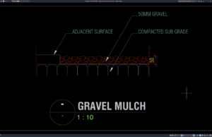 detail penampang mulsa kerikil