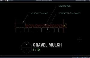 Download Gambar Detail Penampang Mulsa Kerikil DWG AutoCAD detail penampang mulsa kerikil