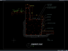 Download Gambar Detail Penampang Tipikal Bangku Beton DWG AutoCAD detail penampang tipikal bangku beton