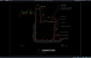 Download Gambar Detail Penampang Tipikal Bangku Beton DWG AutoCAD detail penampang tipikal bangku beton