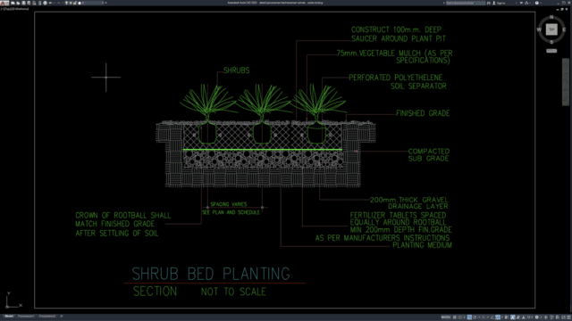 detail penanaman bed tanaman semak