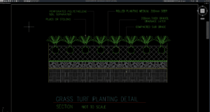 detail penanaman rumput turf