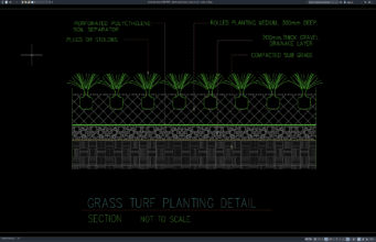 detail penanaman rumput turf