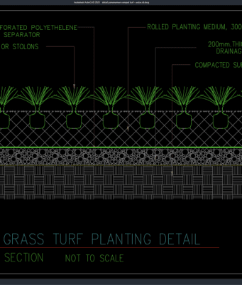 Download Gambar Detail Penanaman Rumput Turf DWG AutoCAD detail penanaman rumput turf