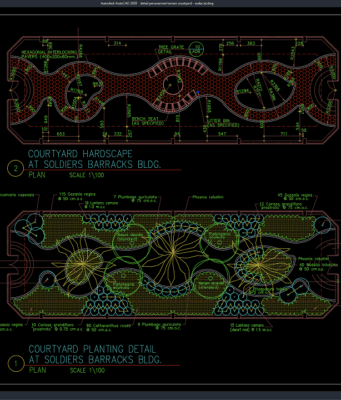 detail penanaman taman courtyard