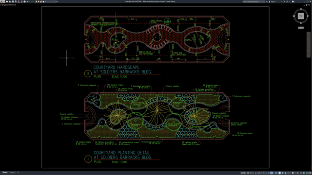 detail penanaman taman courtyard